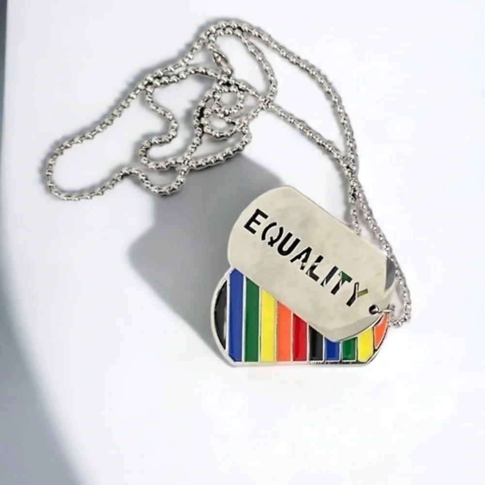 Equality pride‎ dog tag style necklace 🦕